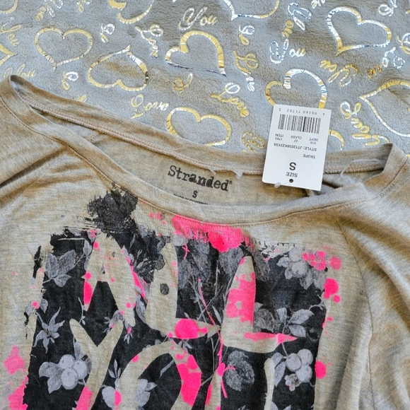 Tan ALL YOU EVER WANTED Tee Pink Graphics Stranded - Picture 4 of 6